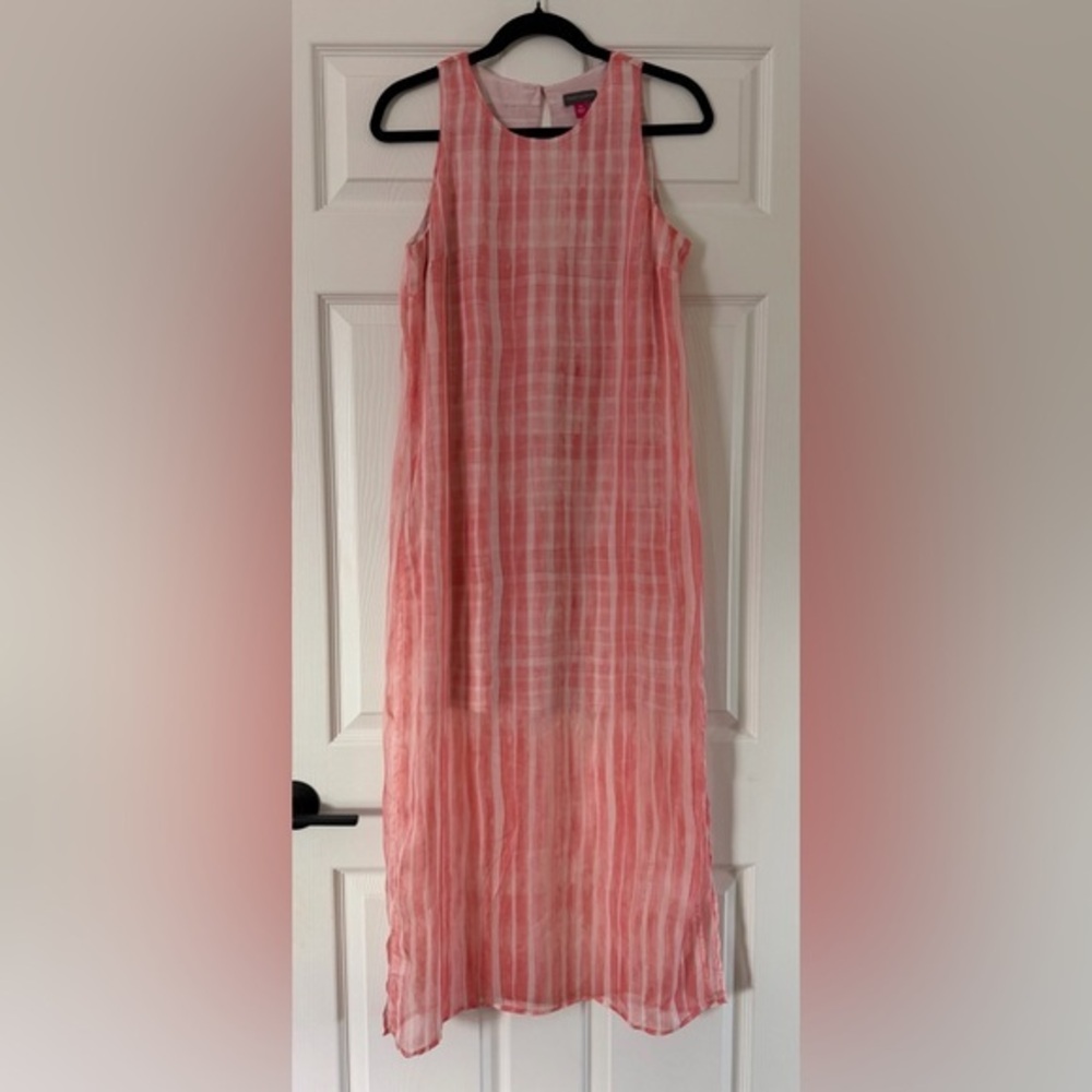 Vince Camuto Pink and White Striped Maxi Dress